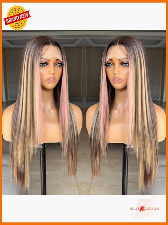 Lace Front Wig Long Straight Pre-Plucked Synthetic Wig with Baby Hair main image 4